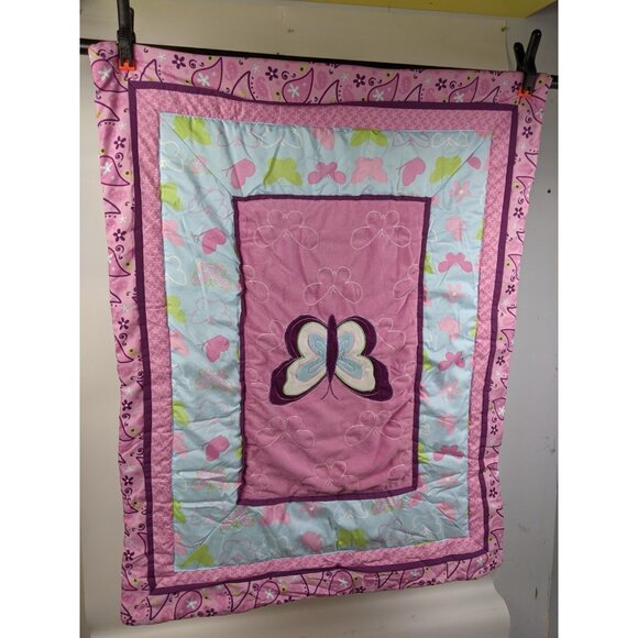 Step by Step Glitter 3 pc baby girl nursery crib set butterfly lavender purple - Picture 2 of 13